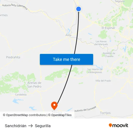 Sanchidrián to Segurilla map