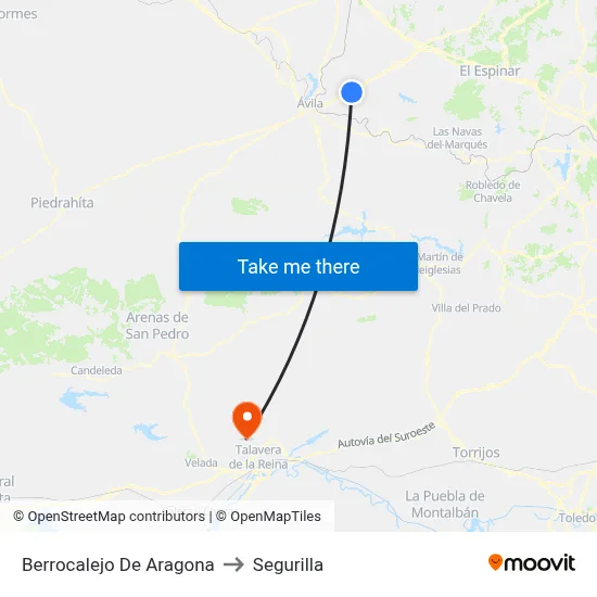 Berrocalejo De Aragona to Segurilla map