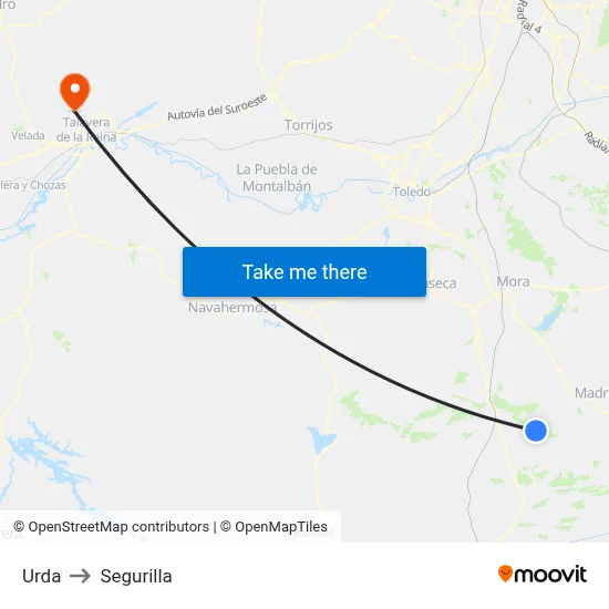 Urda to Segurilla map
