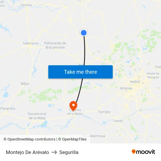 Montejo De Arévalo to Segurilla map