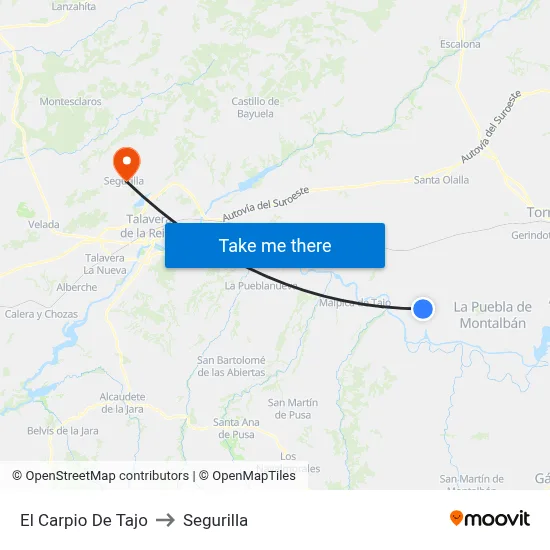 El Carpio De Tajo to Segurilla map