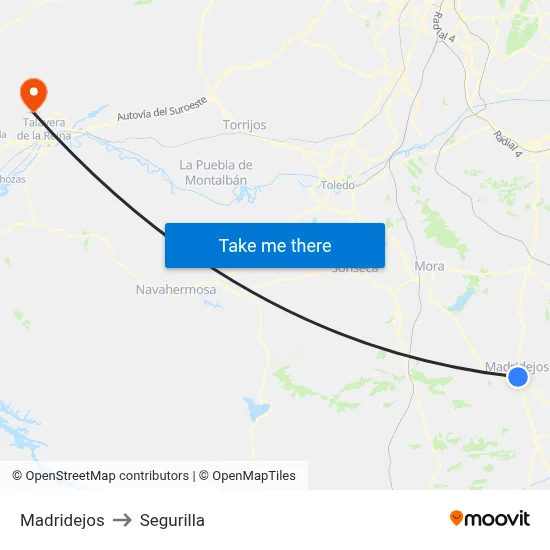 Madridejos to Segurilla map