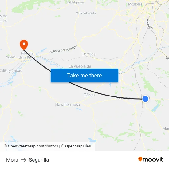 Mora to Segurilla map