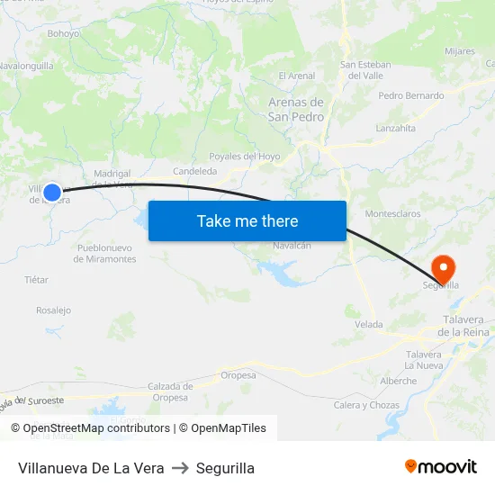 Villanueva De La Vera to Segurilla map