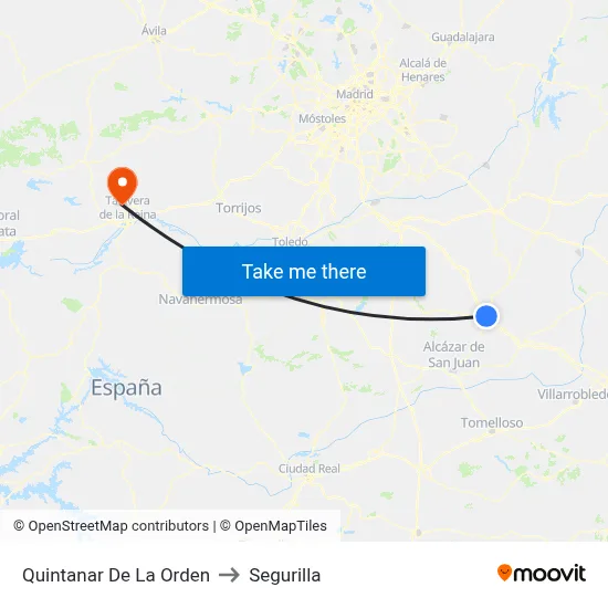 Quintanar De La Orden to Segurilla map