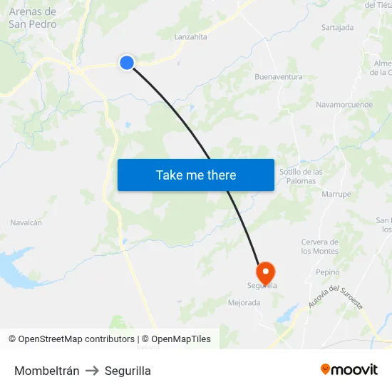 Mombeltrán to Segurilla map