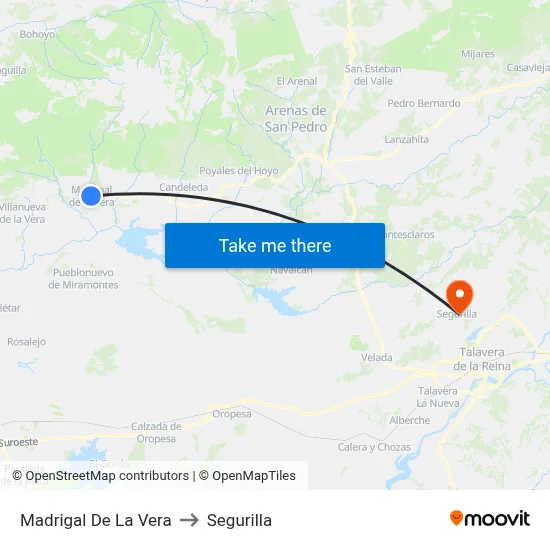 Madrigal De La Vera to Segurilla map