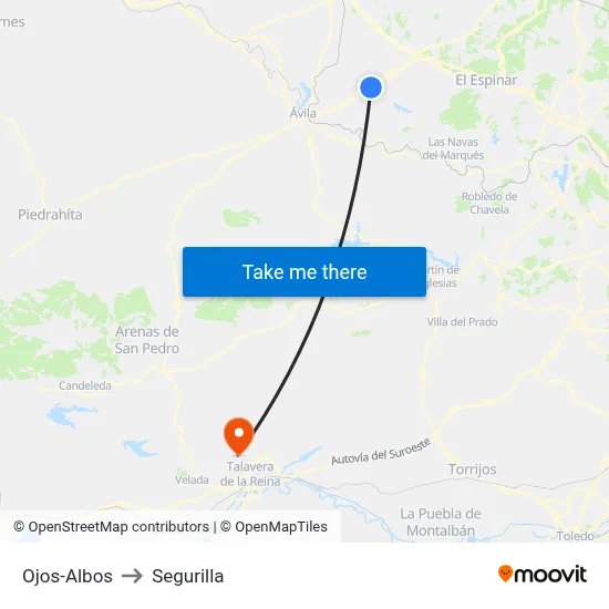 Ojos-Albos to Segurilla map