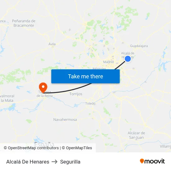 Alcalá De Henares to Segurilla map