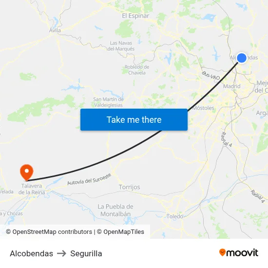 Alcobendas to Segurilla map