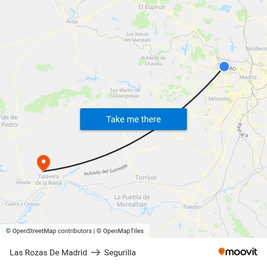 Las Rozas De Madrid to Segurilla map