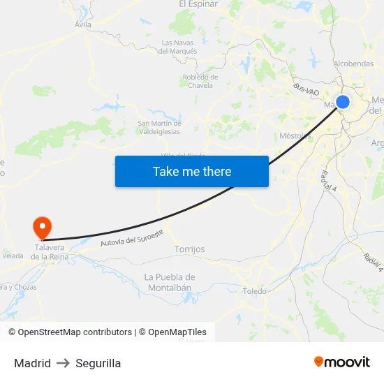 Madrid to Segurilla map