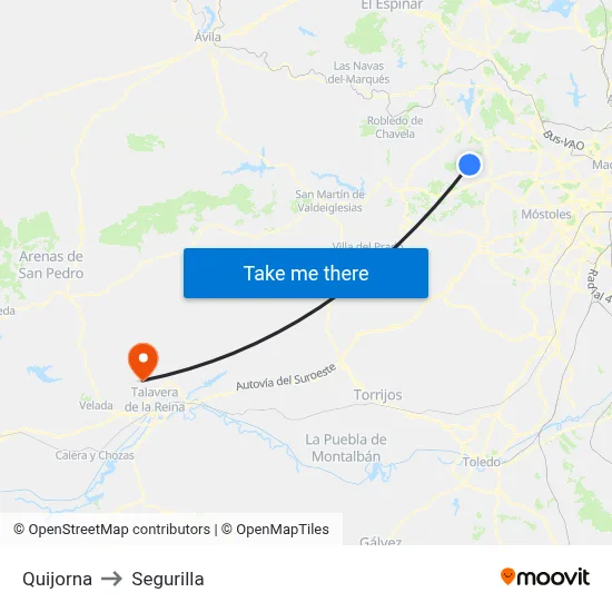 Quijorna to Segurilla map