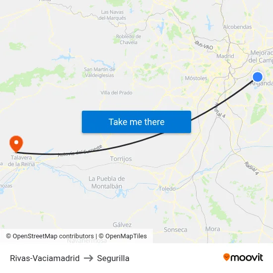 Rivas-Vaciamadrid to Segurilla map