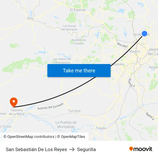 San Sebastián De Los Reyes to Segurilla map