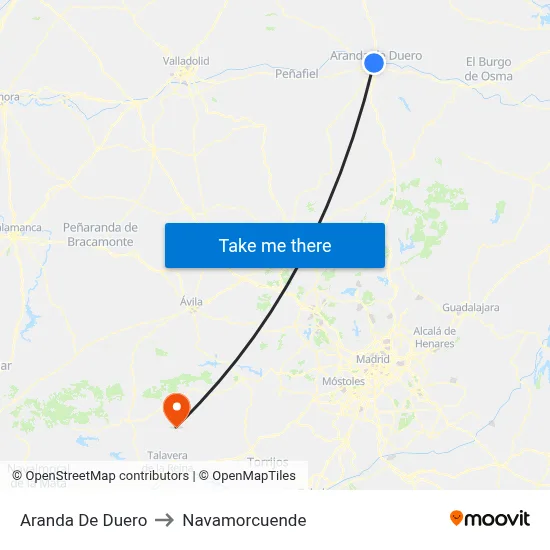 Aranda De Duero to Navamorcuende map