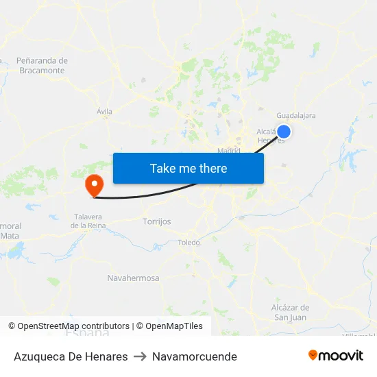Azuqueca De Henares to Navamorcuende map
