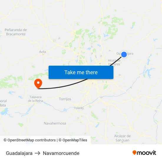 Guadalajara to Navamorcuende map