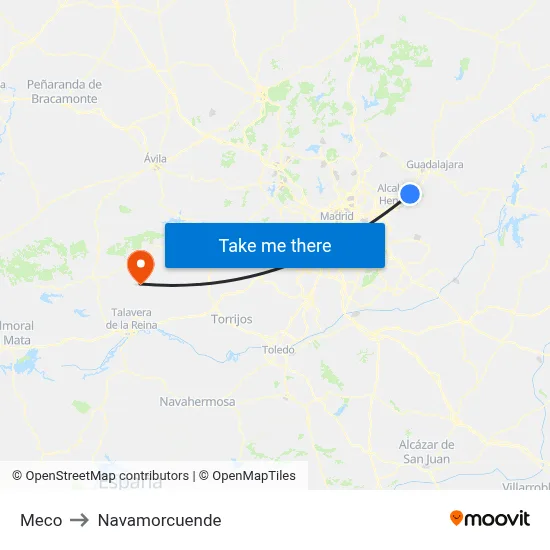 Meco to Navamorcuende map