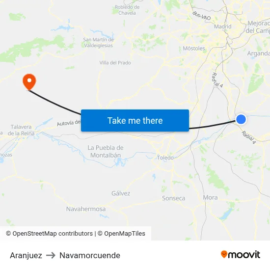 Aranjuez to Navamorcuende map