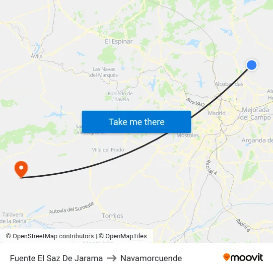 Fuente El Saz De Jarama to Navamorcuende map