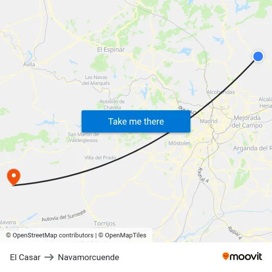 El Casar to Navamorcuende map