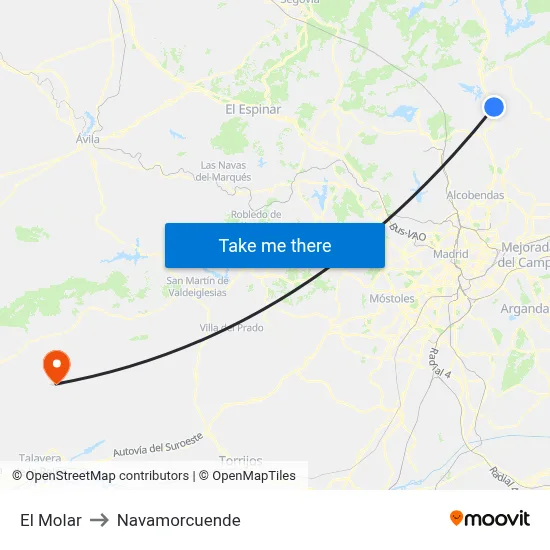 El Molar to Navamorcuende map