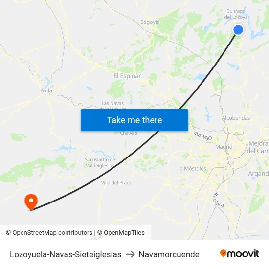 Lozoyuela-Navas-Sieteiglesias to Navamorcuende map