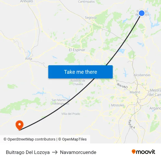 Buitrago Del Lozoya to Navamorcuende map