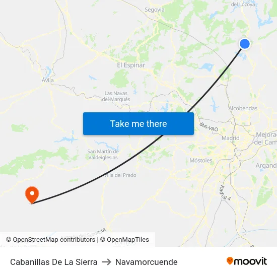 Cabanillas De La Sierra to Navamorcuende map