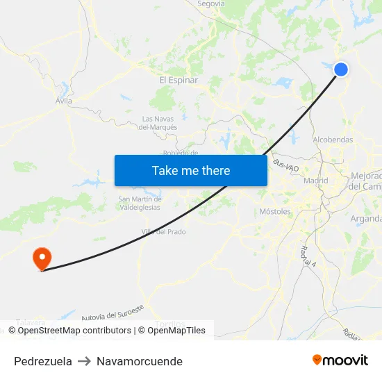 Pedrezuela to Navamorcuende map