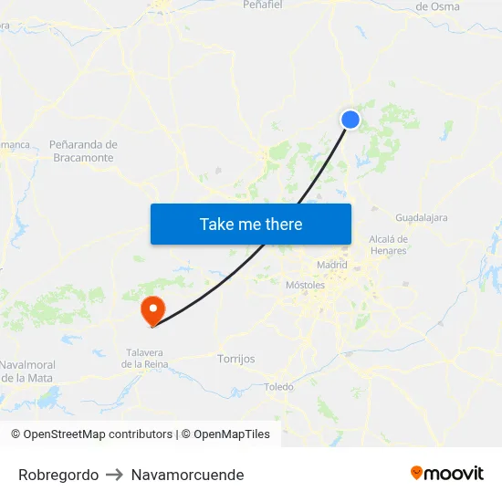 Robregordo to Navamorcuende map