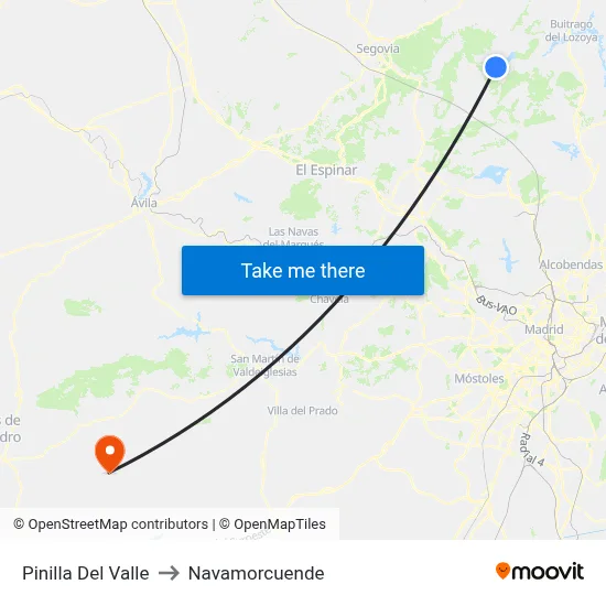 Pinilla Del Valle to Navamorcuende map