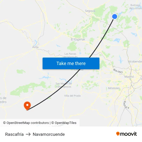 Rascafría to Navamorcuende map