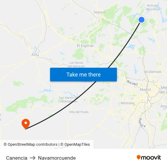 Canencia to Navamorcuende map