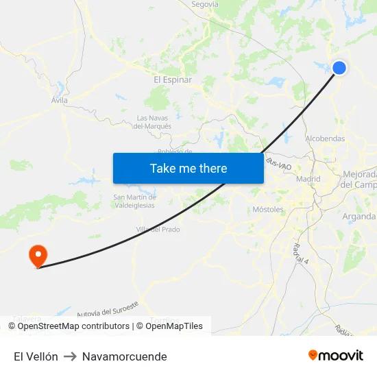 El Vellón to Navamorcuende map
