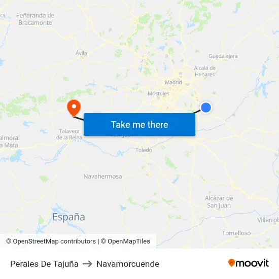 Perales De Tajuña to Navamorcuende map