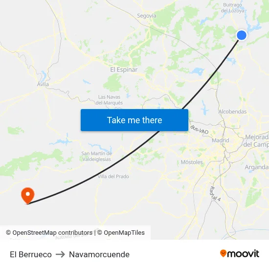 El Berrueco to Navamorcuende map