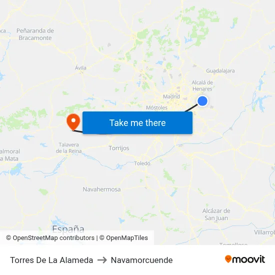Torres De La Alameda to Navamorcuende map
