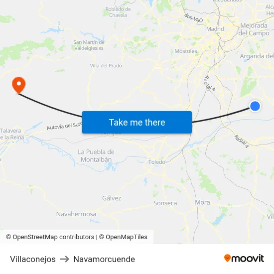 Villaconejos to Navamorcuende map