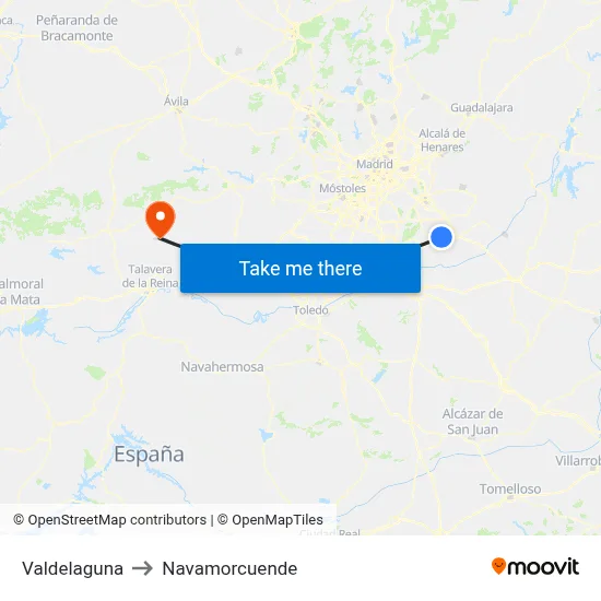 Valdelaguna to Navamorcuende map