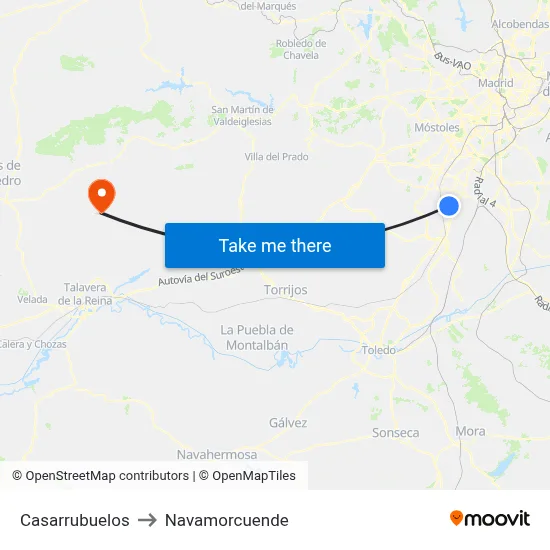 Casarrubuelos to Navamorcuende map