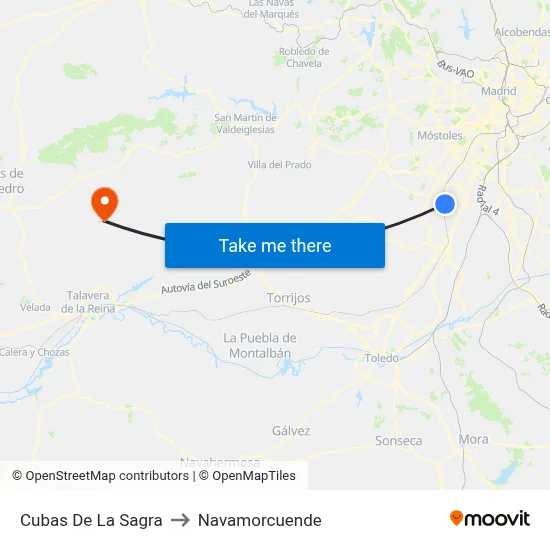 Cubas De La Sagra to Navamorcuende map