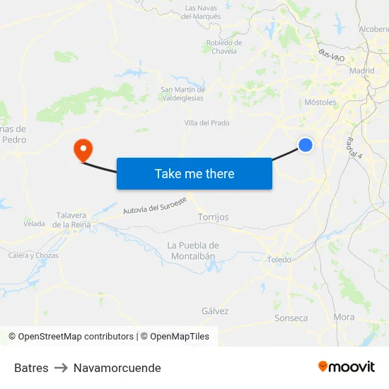 Batres to Navamorcuende map