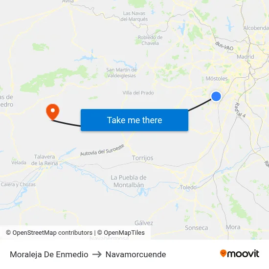 Moraleja De Enmedio to Navamorcuende map