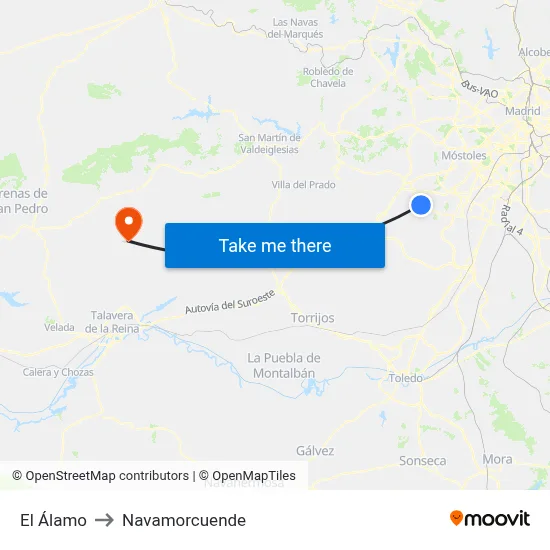 El Álamo to Navamorcuende map