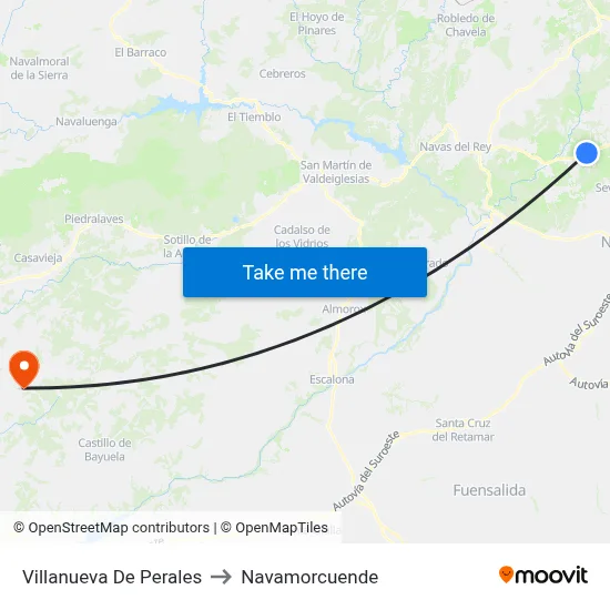 Villanueva De Perales to Navamorcuende map