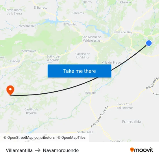 Villamantilla to Navamorcuende map