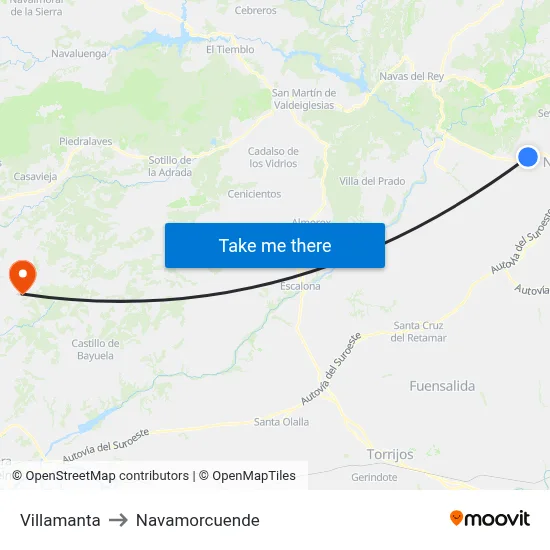 Villamanta to Navamorcuende map