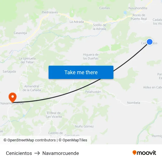Cenicientos to Navamorcuende map